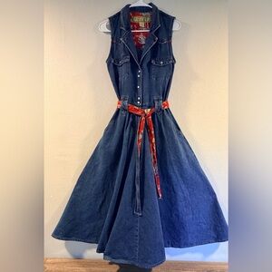 Desert Diva by Sherry Holt 1990’s Vintage Denim Western Pearl Snap Dress Small